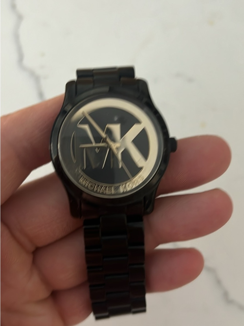 Michael Kors Black Watch with Gold Logo Accents